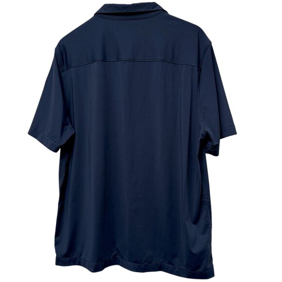 INDUSTRY Mens Travel Stretch Shirt Large Navy Blue Short Sleeve Button Up - Picture 2 of 6